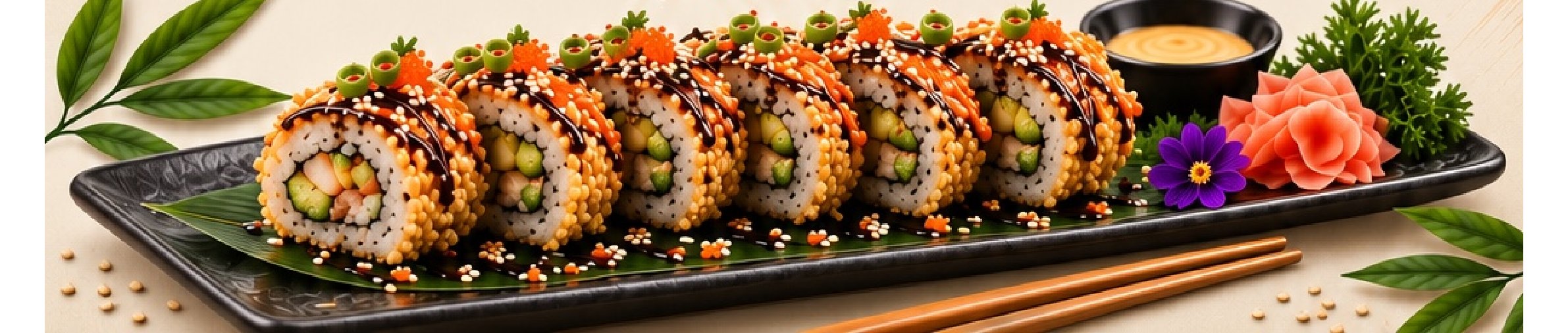 Frittierte Sushi-Rollen mit Sesam