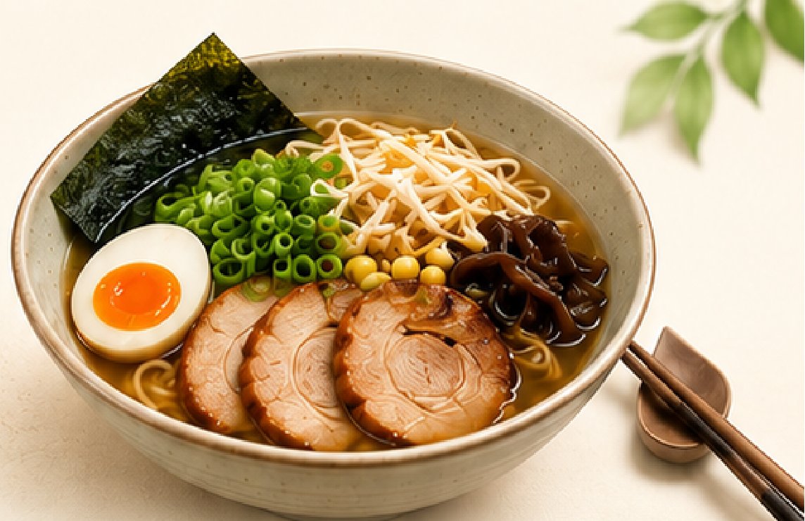 Ramen-Schale mit Ei und Frühlingszwiebeln